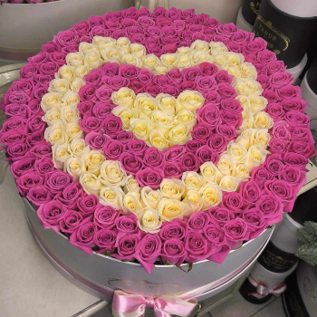 Сердце из розовых роз от 101 шт. Сердце из розовых роз от 101 шт.