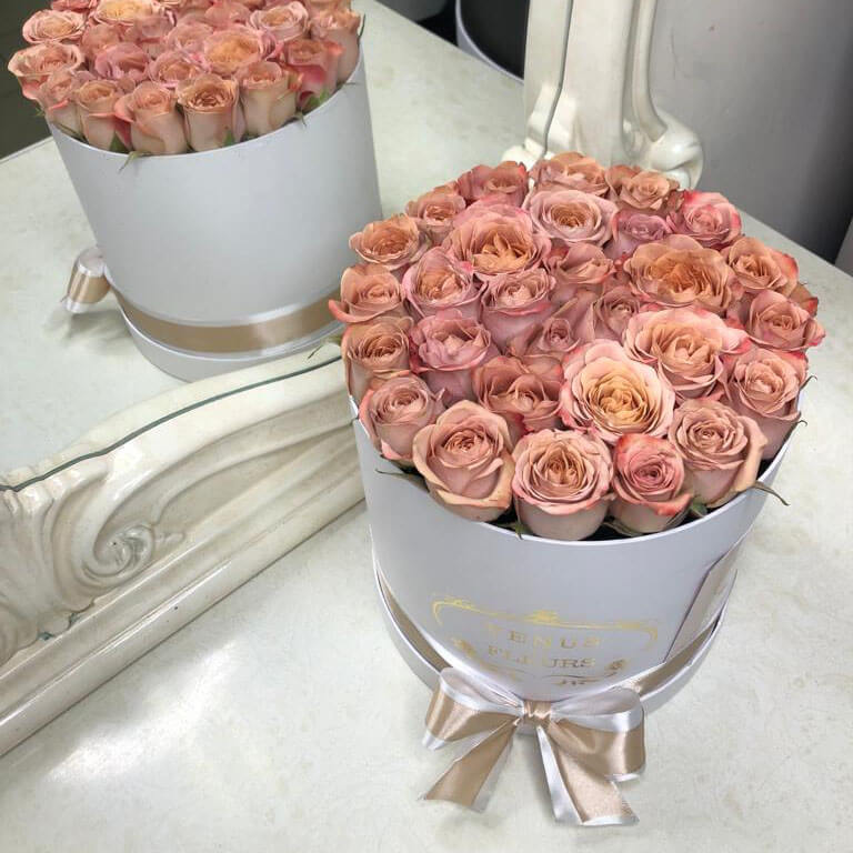 Кофейные розы в коробке - 29 шт.