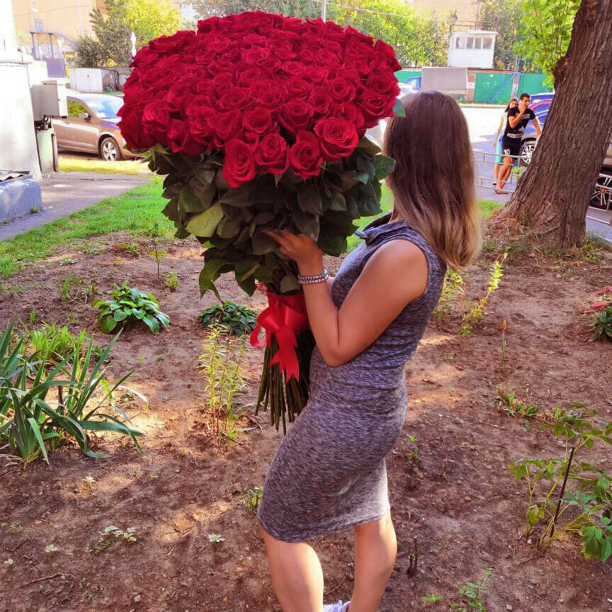 Красные метровые розы от 25 шт.