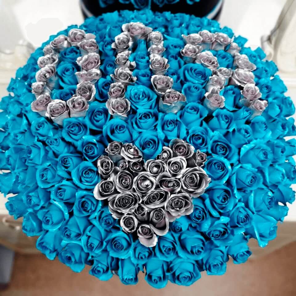 Голубые розы с именем - 301 шт.