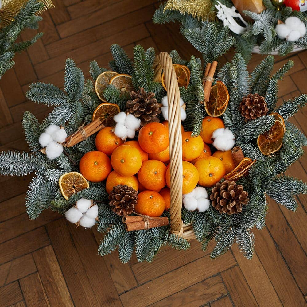 Новогодняя корзина с мандаринами от 35 шт.