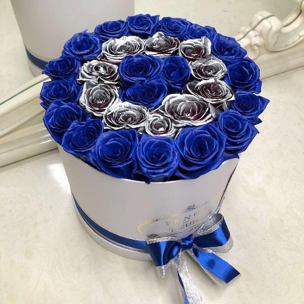 Сине-серебряные розы - 25 шт.