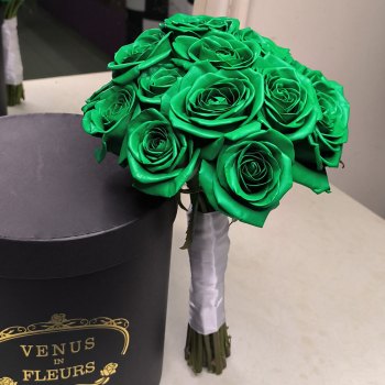 Букет невесты из зеленых роз - 15 шт.
