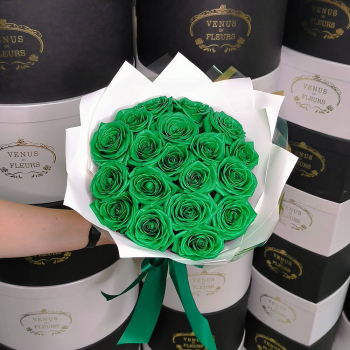 Букет темно-зеленых роз - 15 шт.