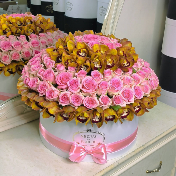 Медовые орхидеи с розами - 151 шт.