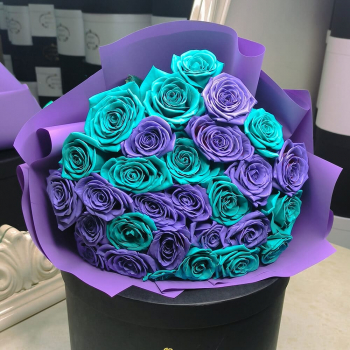 Микс с бирюзовыми розами от 19 шт.