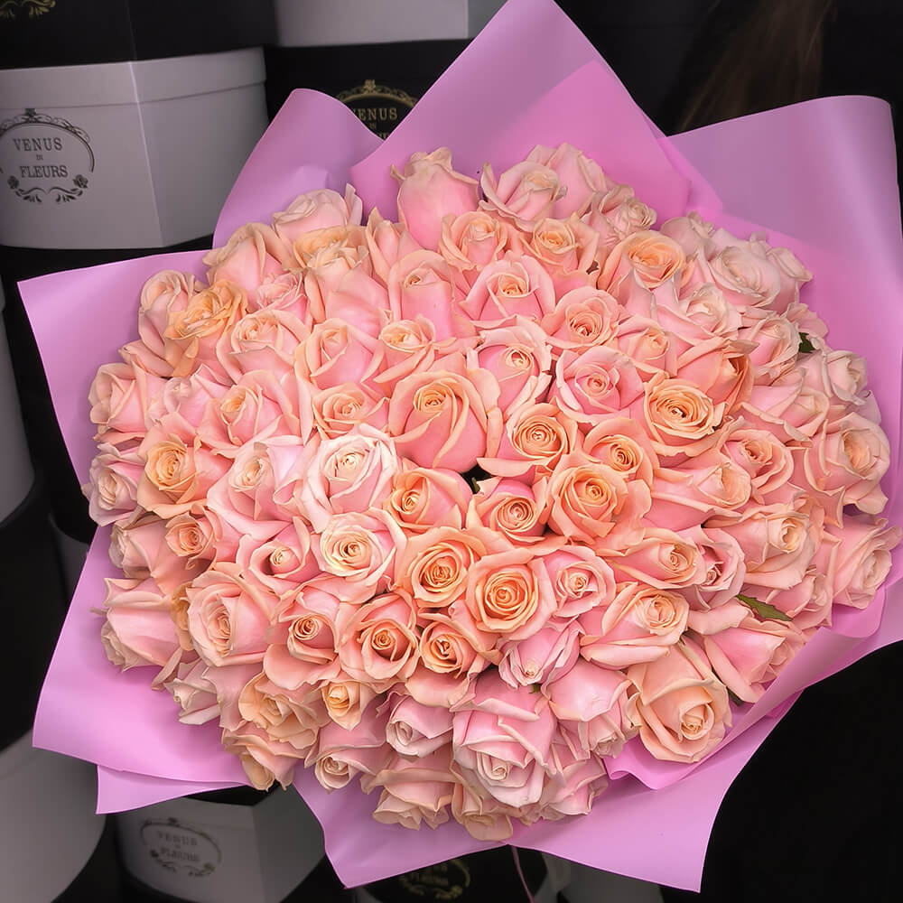 Букет розовых роз от 19 шт.