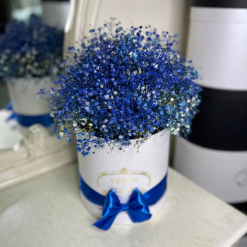 Синие гипсофилы в коробке - 9 шт.