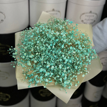 Бирюзовые гипсофилы в букете - 9 шт.