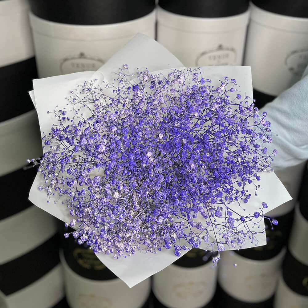 Фиолетовые гипсофилы в букете - 9 шт.