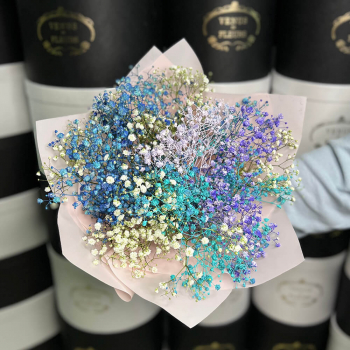 Разноцветные гипсофилы в букете - 9 шт.