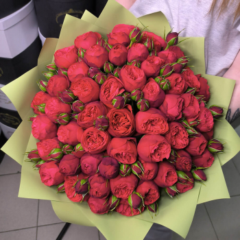 Пионовидные красные розы - 41 шт.
