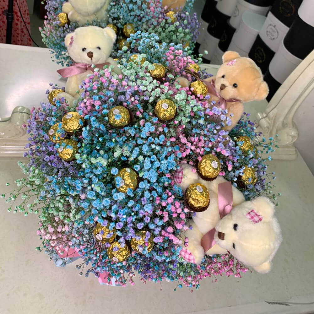 Гипсофила со сладостями и мишками