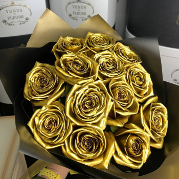 13 золотых роз в букете