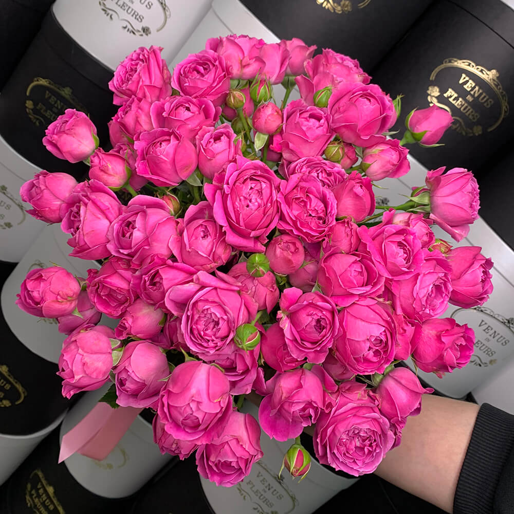 Пионовидные розовые розы - 21 шт.