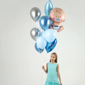 Облако шаров на выписку мальчика - 11 шт.
