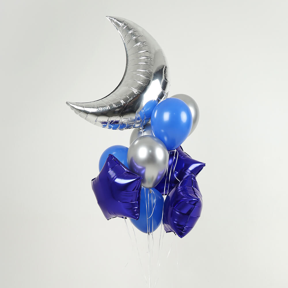 Сине-серебряное облако шаров - 11 шт.