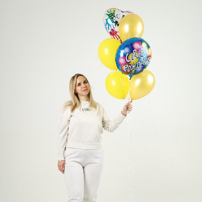 Облако желтых шаров на день рождение - 7 шт.
