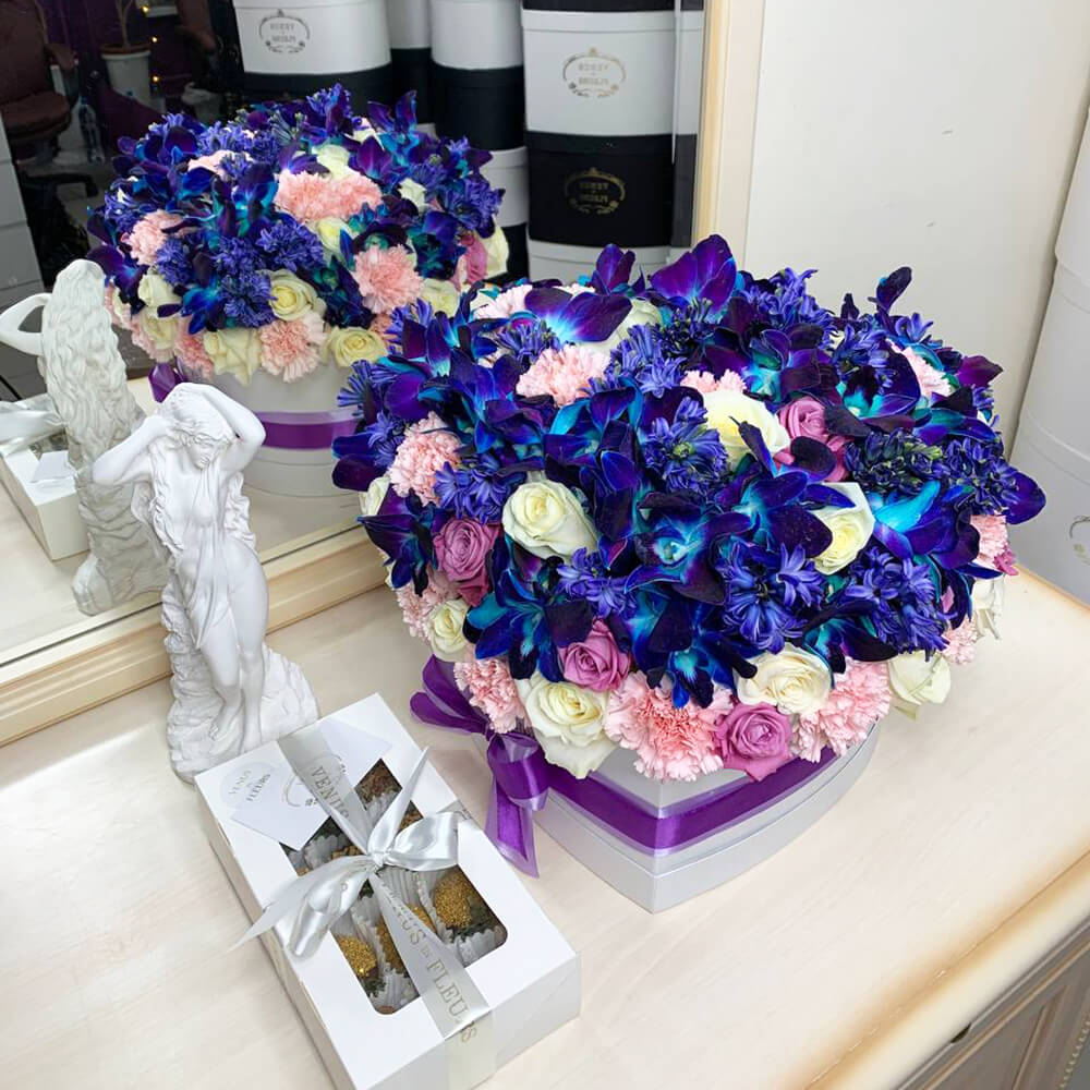 Голубая лагуна в сердце от 101 шт.