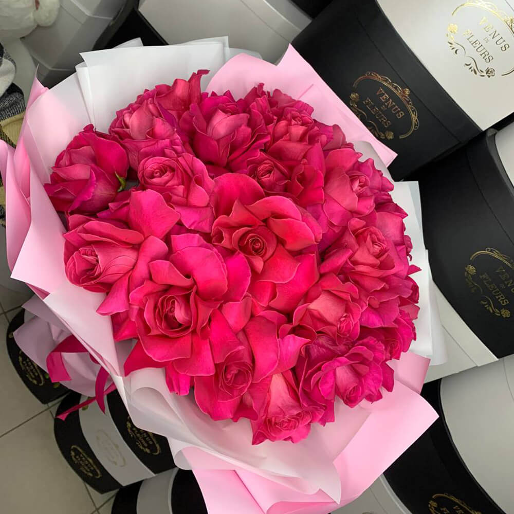 Французские малиновые розы - 25 шт.